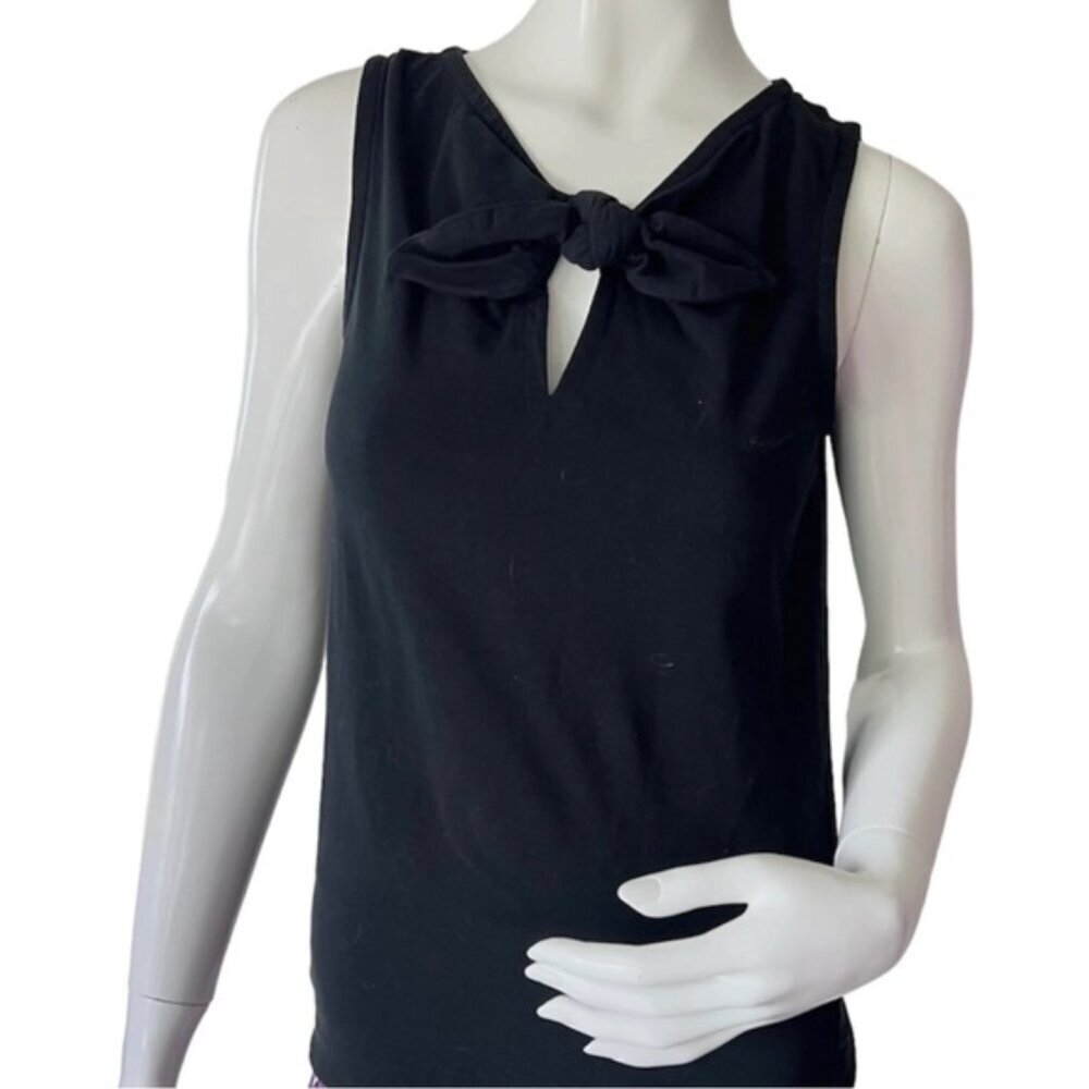 kate spade Black Tie Front‎ Keyhole Neck Tank Top Blouse Cotton Blend Size SMALL